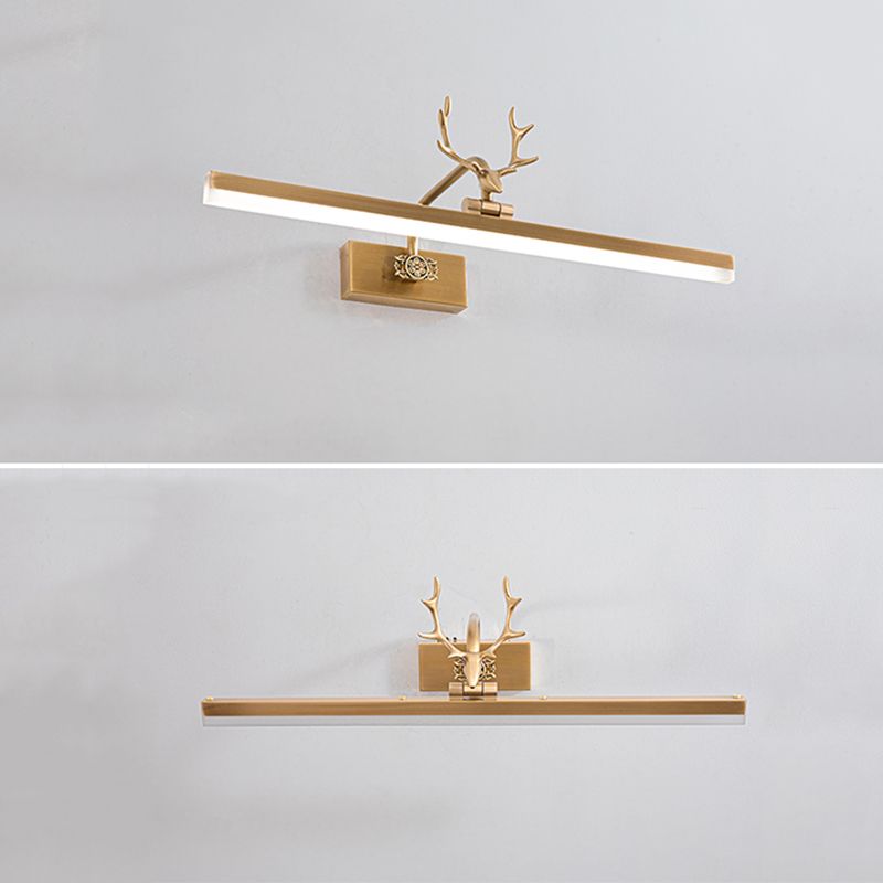 Mid-Century Vintage Style Strip Wall Mounted Vanity Lights Copper Flush Mount Wall Sconce for Bathroom