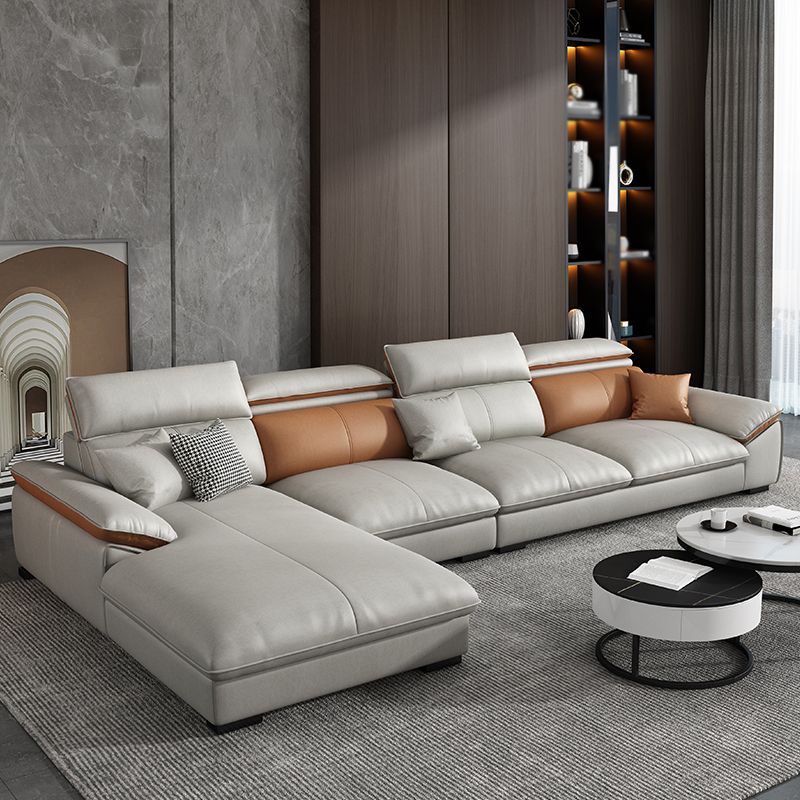 Pillow Top Arm Pillowed Back Cushions Sofa 4-Seater Sectional Sofa with Chaise