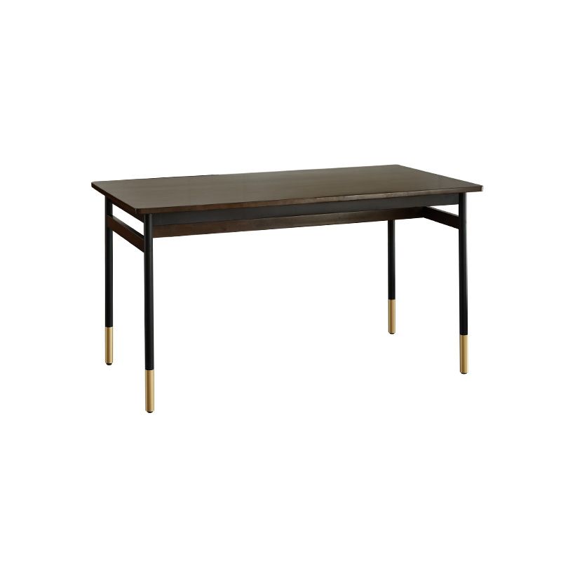 Modern Style Solid Wood Dining Set with Brown Table and 4 Metal Legs Base for Home Use