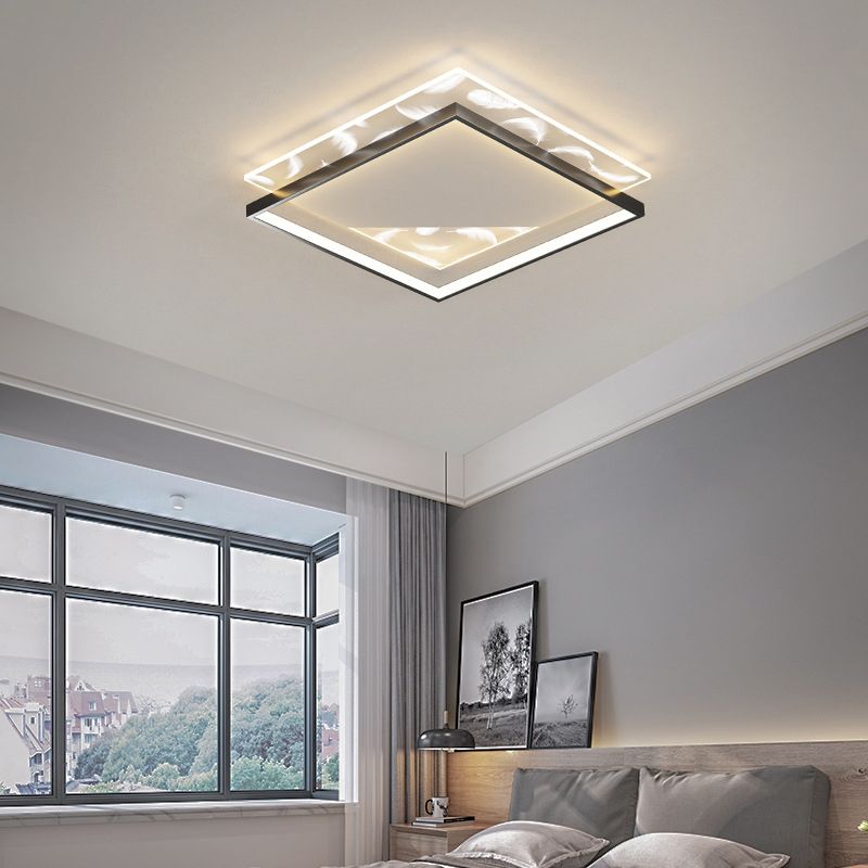 Lámpara empotrada cuadrada contemporánea, lámpara de techo empotrada de metal con 2 luces