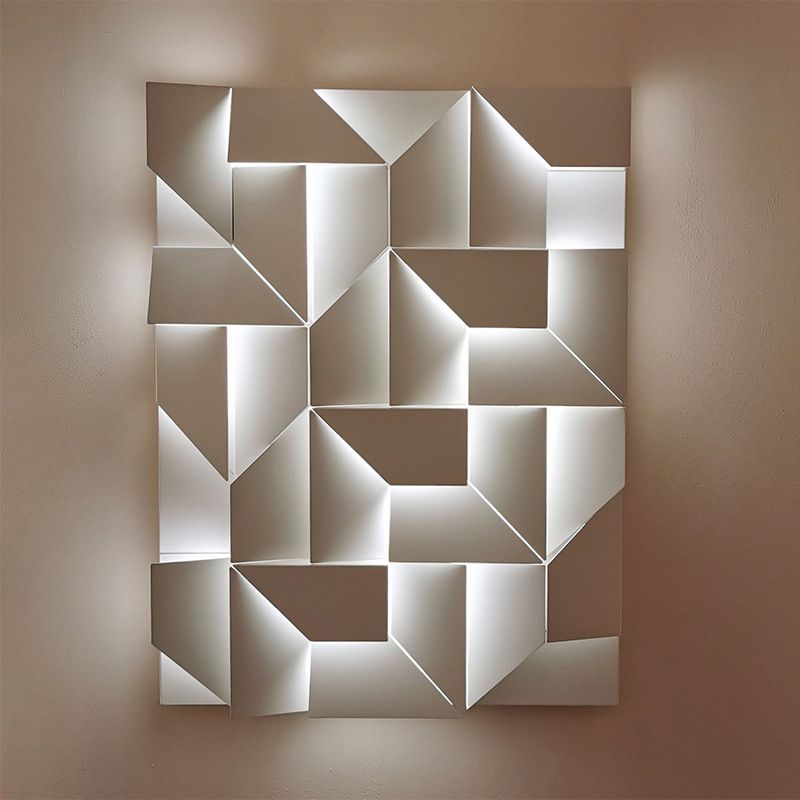 Modern Rectangle LED Wall Mount in Mate White Finish Geometric Wall Lighting