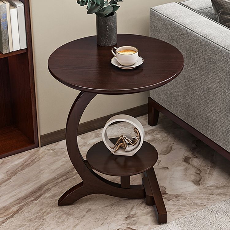 23.6" Tall Scandinavian Style Side End Table Wooden Round Sofa Side Accent Table