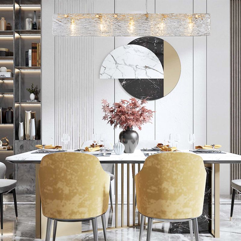 5-leichte Inselbeleuchtungsideen moderner Stil rechteckiger Form Glashängeleuchte