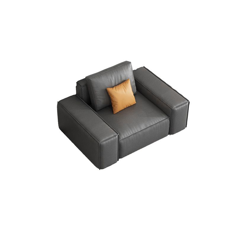 Industrial Sofa with Bolster Pillows 25.6"High Fabric Square Arm Sofa in Gray