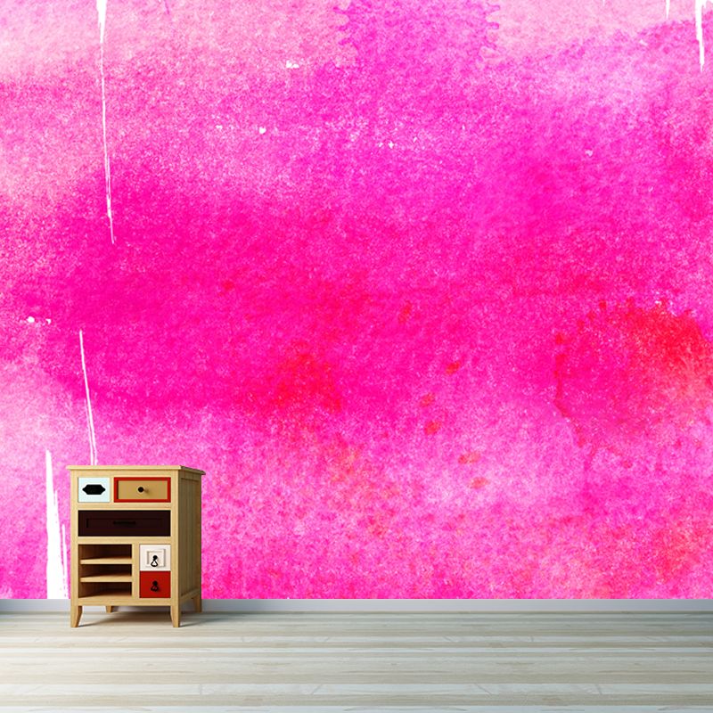 Pink Brush Stroke Wall Covering Mural Water-Resistant Wall Decor for Living Room