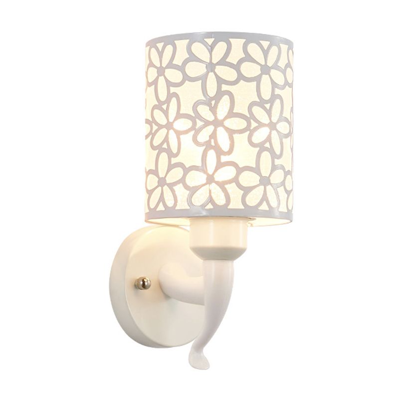 Modern Metal Wall Sconce Cylinder Shape Vanity Lamp with Plastic Shade for Bathroom