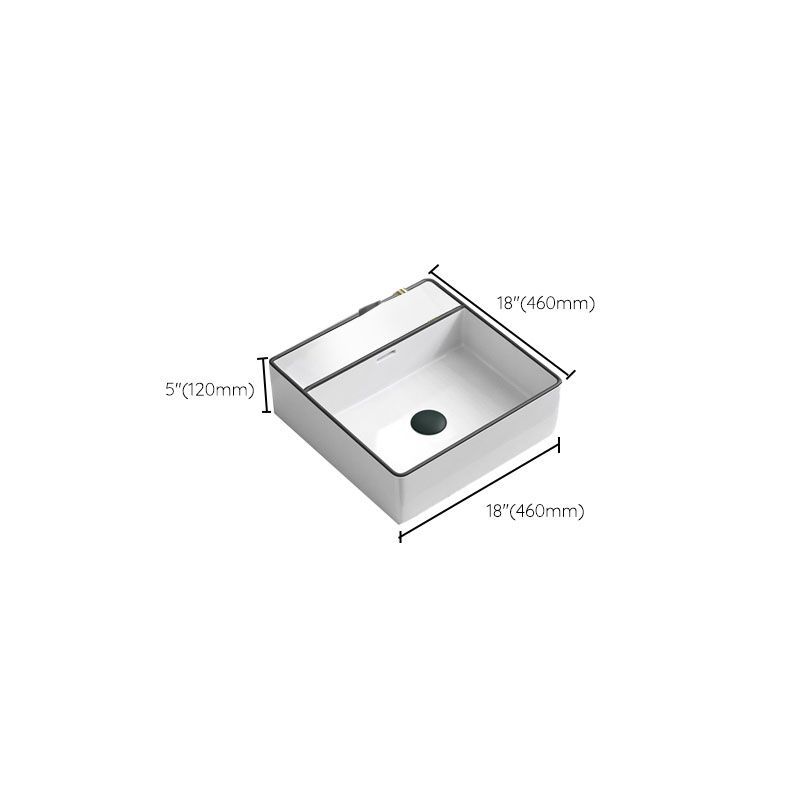 Bathroom Ceramic Sink Rectangular Rod Single Handle Faucet Sink