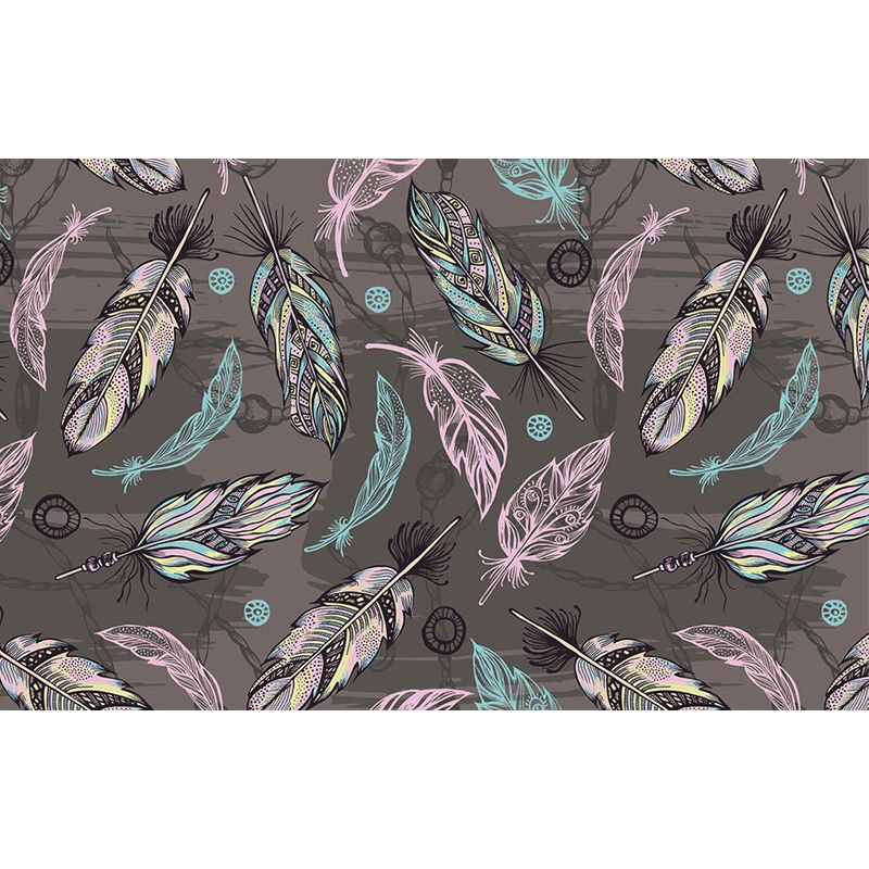 Grey-Pink-Green Feathers Murals for Wall Decoration Modern Living Room Wall Covering