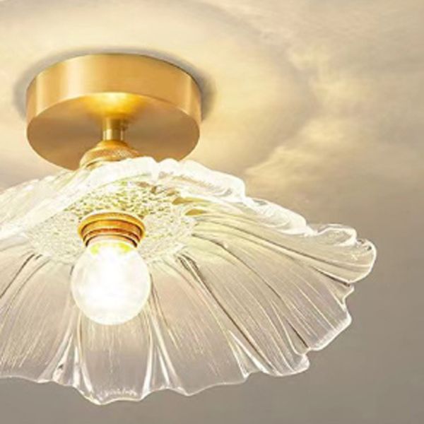 Wavy Shape Flush Mount Modern Style Glass 1 Light Flush Ceiling Light in Clear