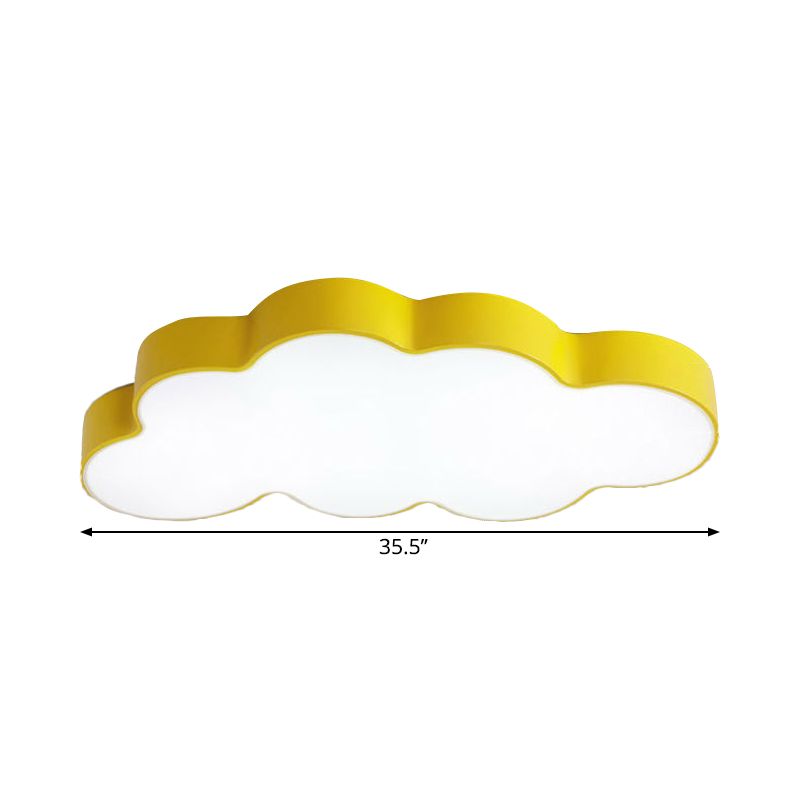 Gele wolk dicht bij plafondlamp cartoon metalen LED inbouw in wit/3 kleuren licht, 19,5"/23,5"/35,5" breed