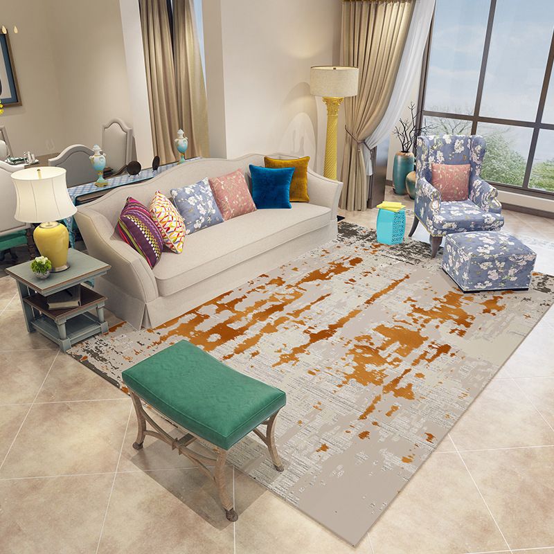 Beige Modern Rug Polyester Graphic Indoor Rug Stain Resistant Rug for Living Room