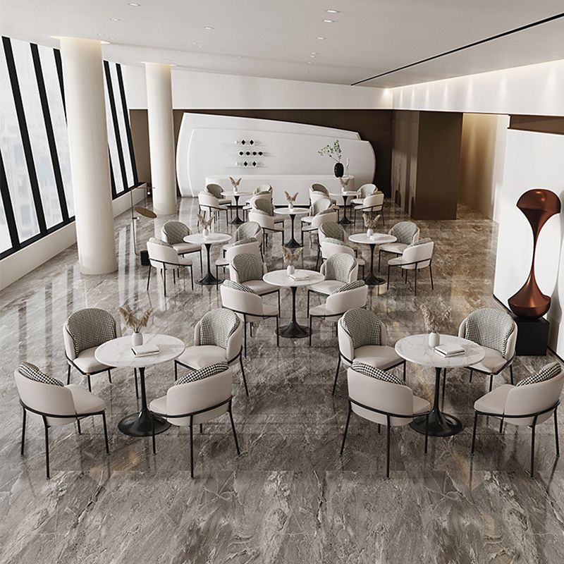 Glam Metal Kitchen Dining Chairs Upholstered Side Chairs with Black Legs