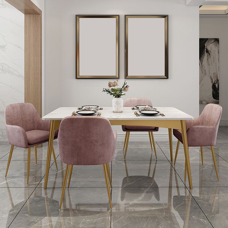 Glam Upholstered Arm Chair Velvet Parsons Dining Chair for Dining Room