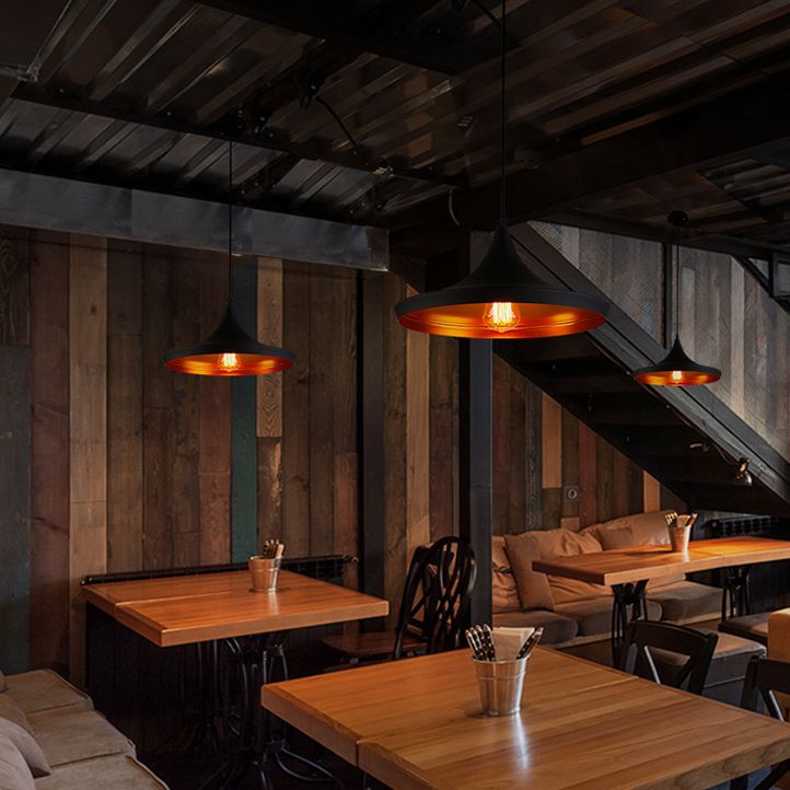 1 Light Schoolhouse Hanging Pendant Lights Industrial Style Metallic Pendant Ceiling Lights