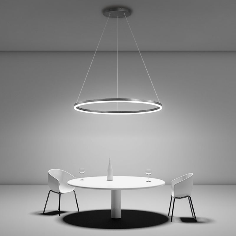 Modern Aluminum Ceiling Hung Fixture Brown Circle Down Lighting Pendant
