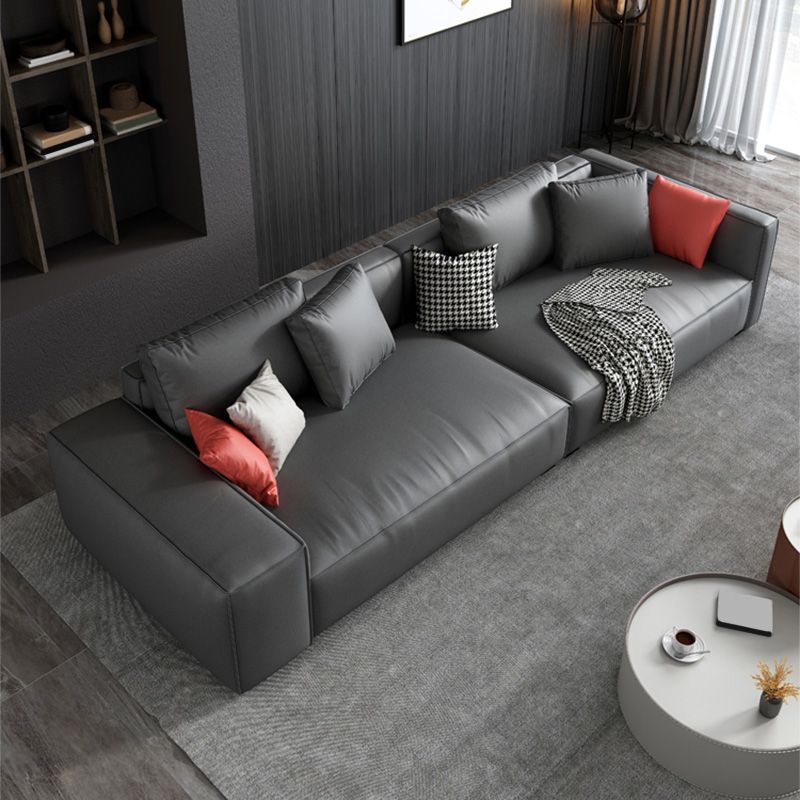 Dark Gray Faux Leather Square Arm Sofa/Sectionals with water proof for Living Room