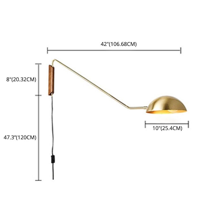 Post-modern Style Angle Adjustable Wall Light Metal Bowl Shade Bedroom Bedside Light with Independent Switch