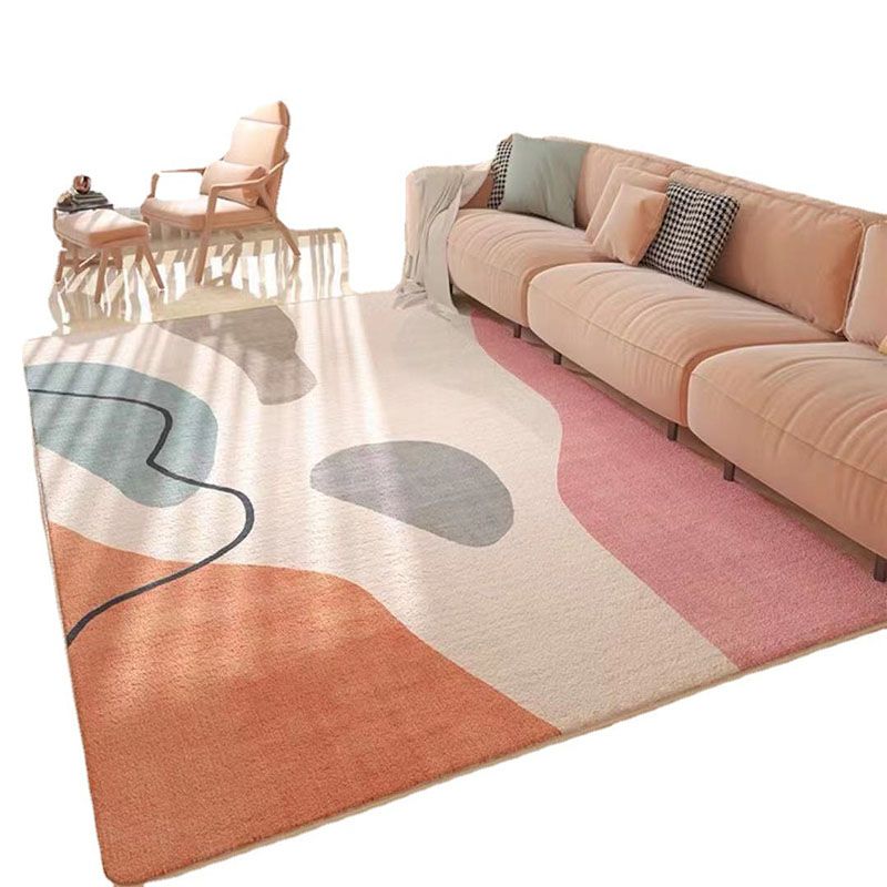 White Kids Rug Polyester Striped Rug Stain Resistant Rug for Living Room