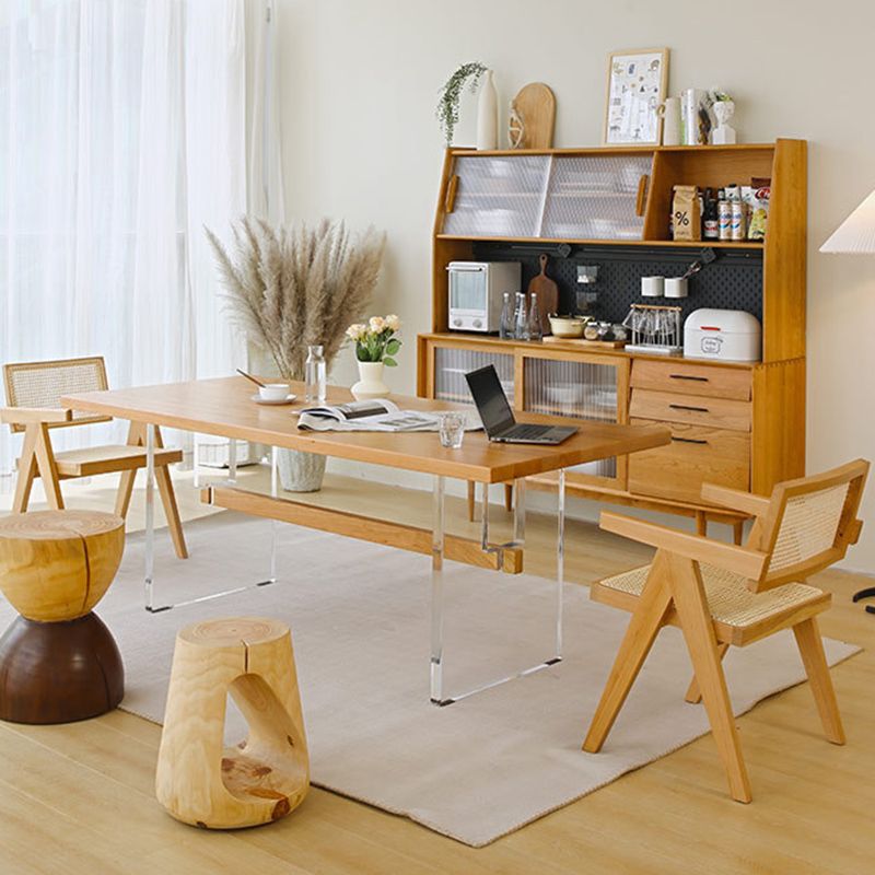 Modern 1/4 Pieces Dining Set Rectangle Ash Wood Dining Table for Dining Room Kitchen