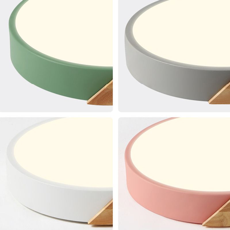 Round Shape LED Ceiling Lamp Macaroon Modern Style Iron 1 Light Flush Mount for Bedroom