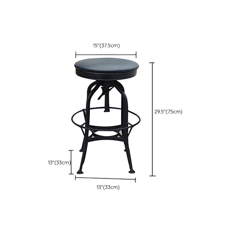 Industrial Metal Legs Bar Stools Indoor Faux Leather Counter Chair