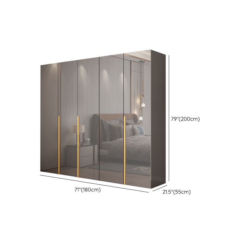 White Paint Light Luxury Wooden Wardrobe with Shelves and Sliding Door