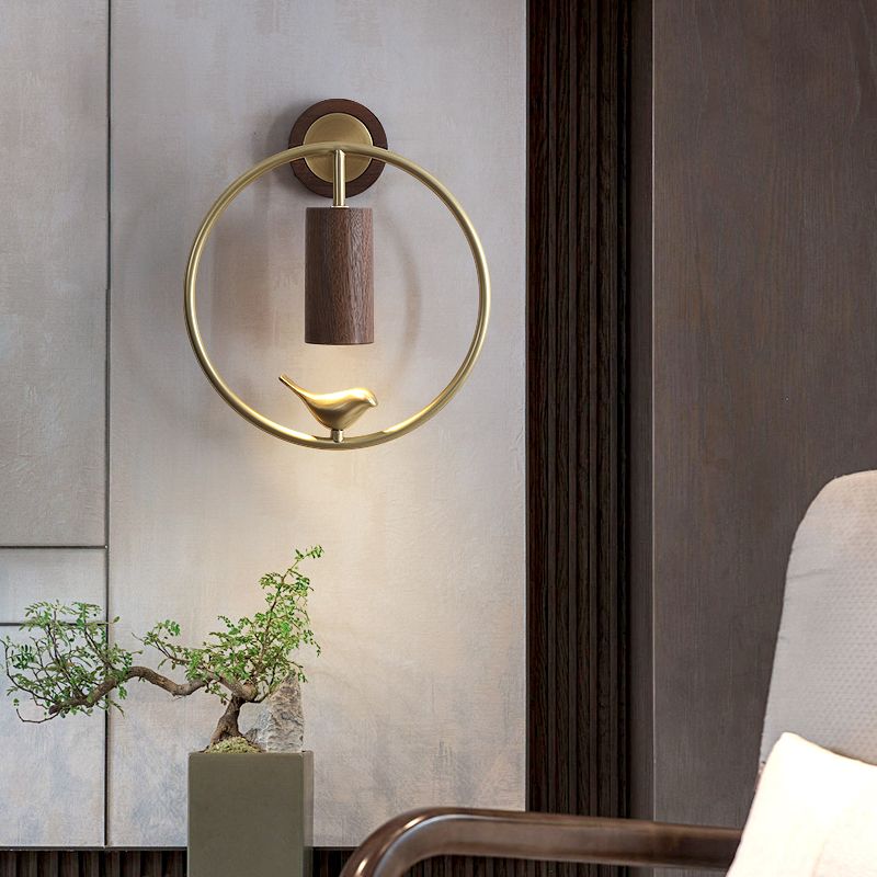 Luce di applique a muro Contemporaneo moderno luce interna in legno e ottone