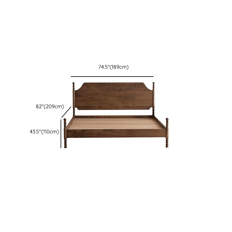 Solid Wood Headboard Poster Bed Walnut Bed Frame with Custom Legs