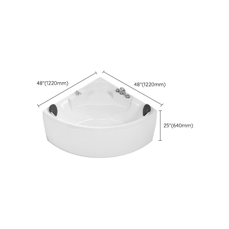 Modern Corner White Acrylic Bathtub Back to Wall with Drain and Massage Device Bath Tub