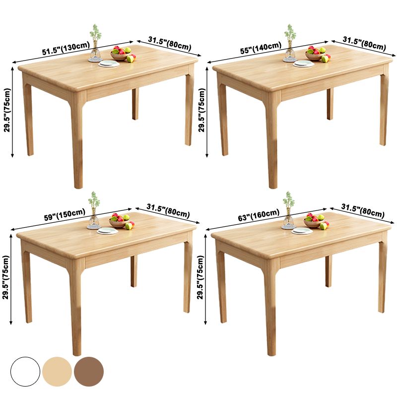 Tavolino da pranzo in legno di gomma in stile moderno con 4 gambe per casa