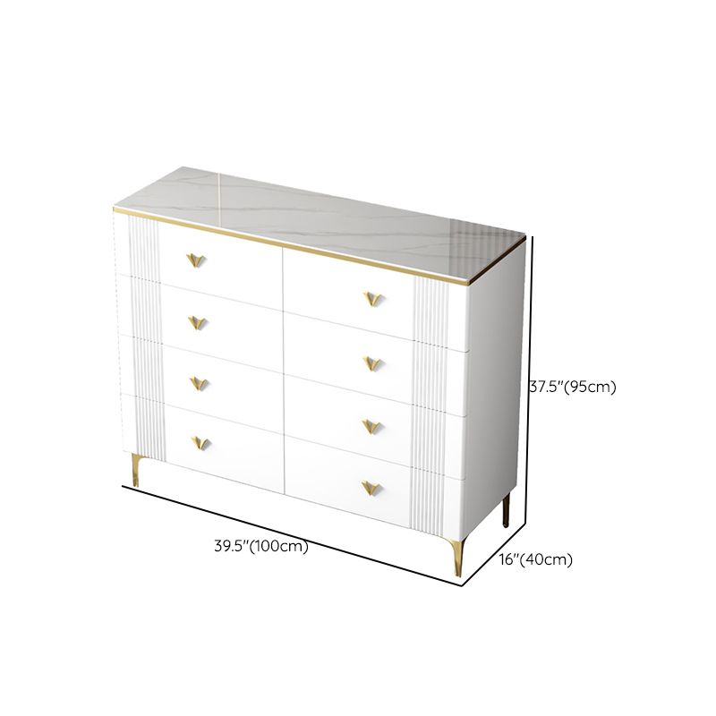 Glam Chest Bedroom Stone 15.7" Wide Chest in White with Drawers