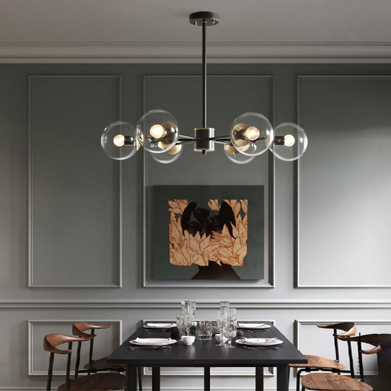 Metal Ceiling Hanging Lights Modernist Chandelier Light Fixture with Glass Shade