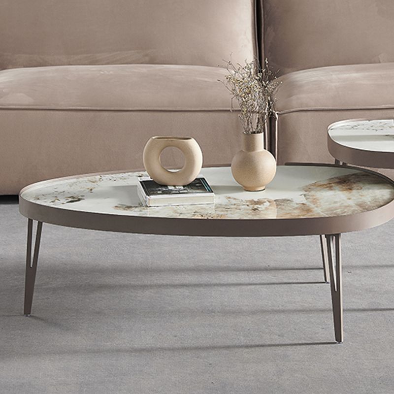 Contemporary Geometric Cocktail Table Stone 3 Legs Bunching Tables