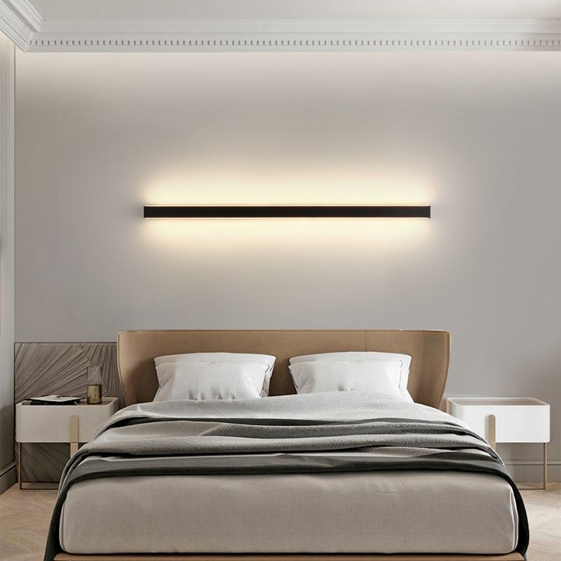 Modern Style Linear Shape Wall Sconce Metal 2 Light Sconces for Living Room