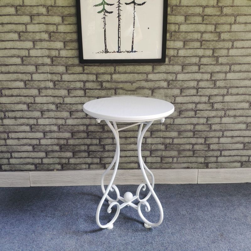 Contemporary Solid Wood End Table Metal Frame Gross Legs Sofa Side Accent Table