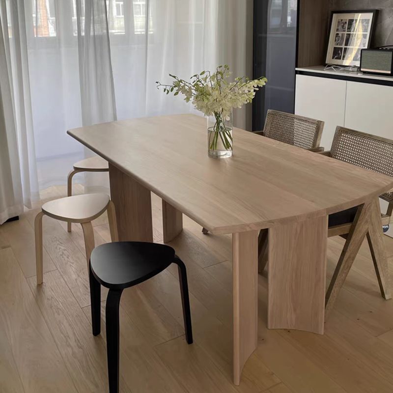 Rectangle Casual Dining Table Wood Color Fixed Table with Pinewood Solid Wood