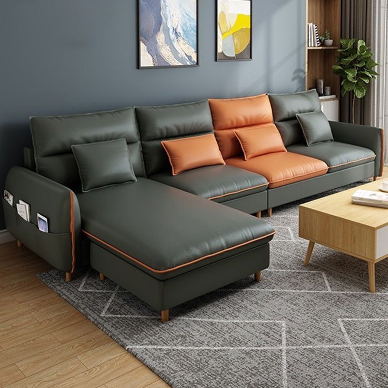 Modern Storage Faux Leather Sectioanl with Pillow Back for Living Room