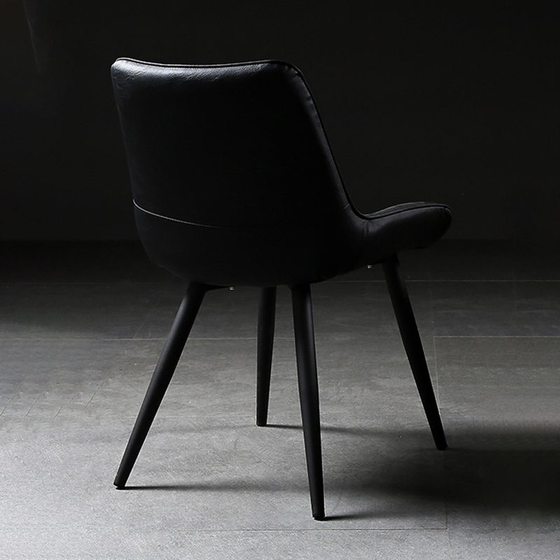 Industrial Style Faux Leather Chair Armless Side Chairs with Metal Legs for Kitchen
