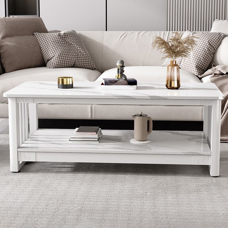 Slate 4 Legs Coffee Table Rectangle Single Coffee Table with Shelf