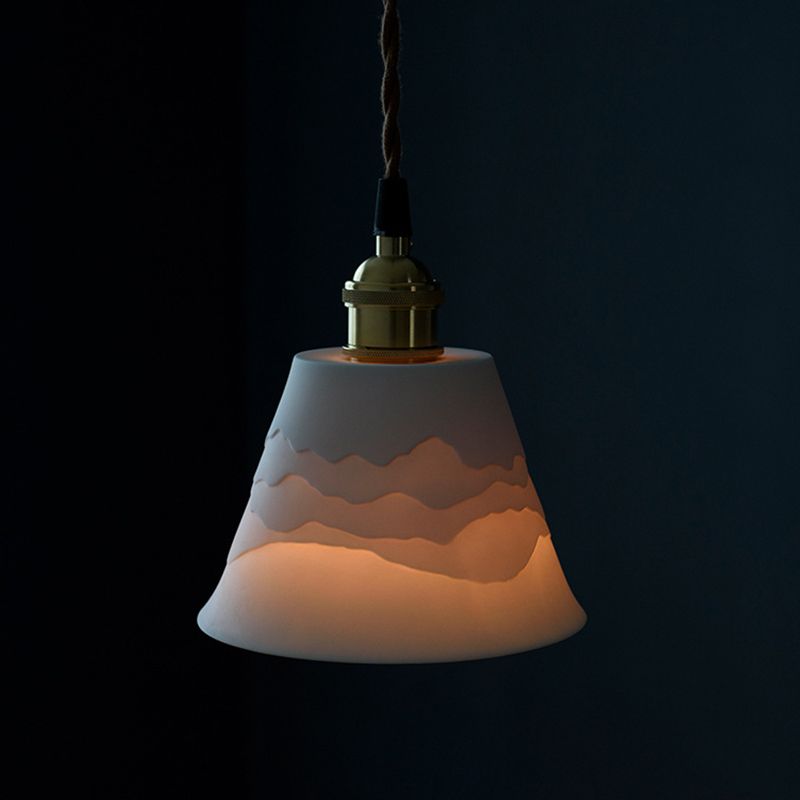 Modern Metal Wall Sconce Cone Shape Wall Lamps with Ceramic Shade