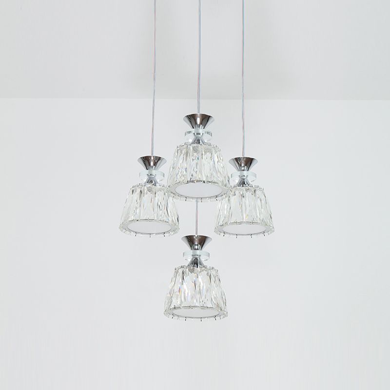 Glockenförmige Kristallcluster Anhänger moderne Chrom -LED -LED Hängende Licht für Esszimmer