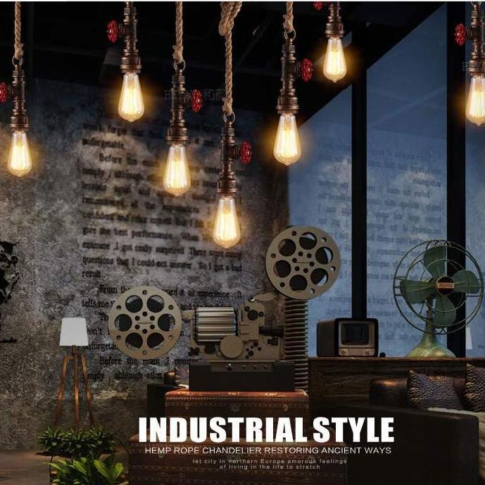 Metal Pendant Ceiling Light Water Pipe Antiqued Down Lighting Pendant for Restaurant