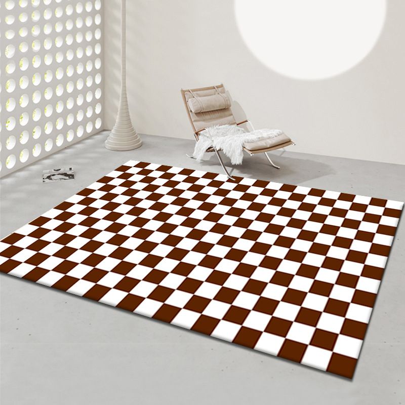 Colorful Lattice Pattern Rug Living Room Carpet Polyester Washable Area Rug
