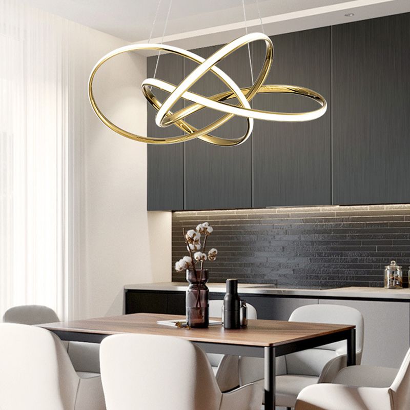 Modern Gold Chandelier Simple 1 Light LED Hanging Light with Aluminum for Bedroom