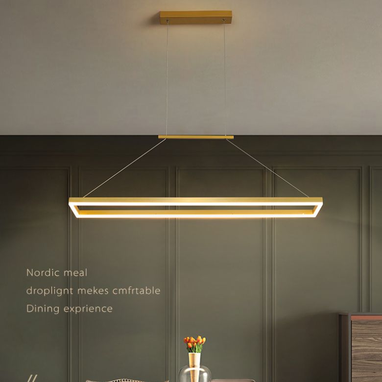 Rectangle island lighting Modern Kitchen Island Lighting Metal 1 Light Pendant Lighting in Gold