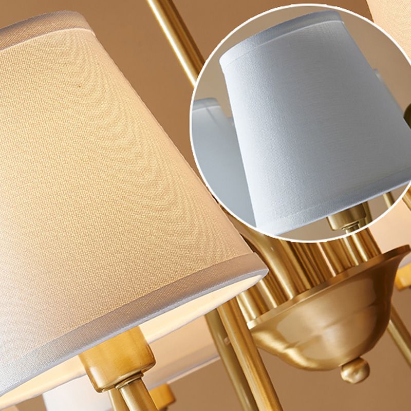 Multi-Head Chandelier Lighting Fixtures American Style Suspension Light with White Fabric Shade