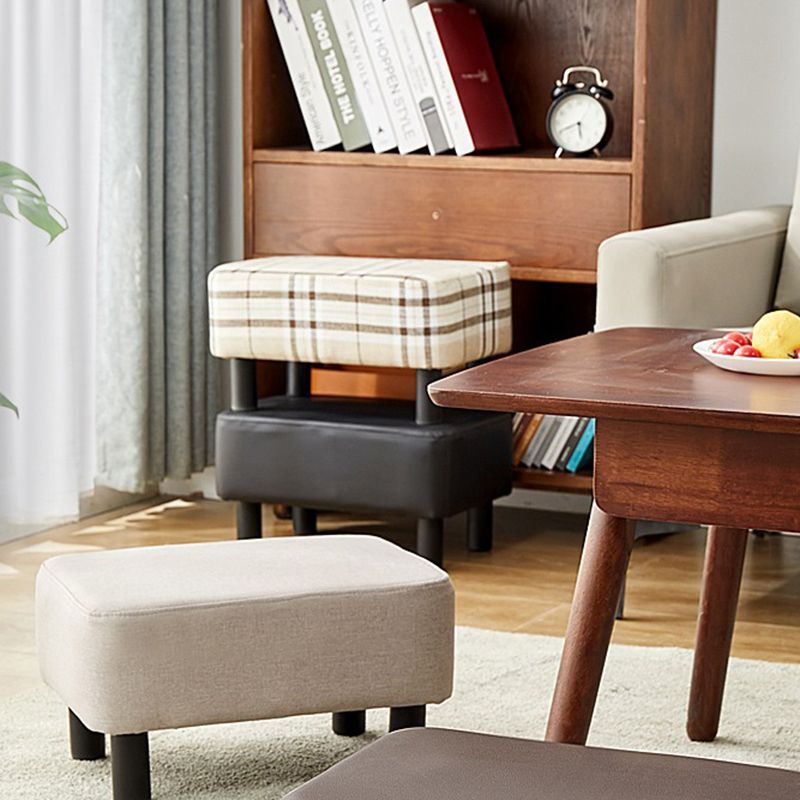 Contemporary Ottoman Faux Leather Upholstered Rectangle Ottoman