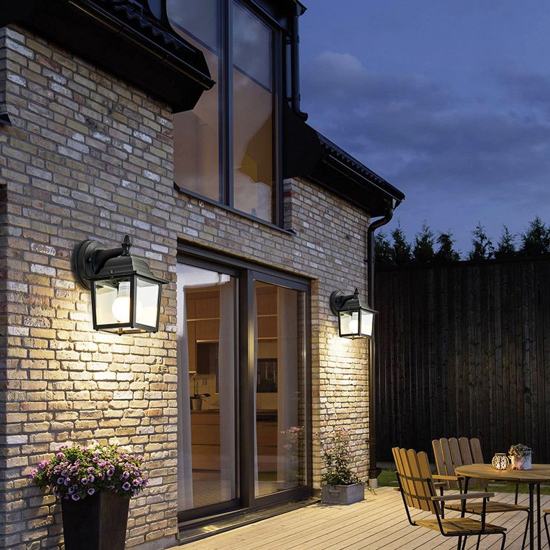 Glasschattierte Wandleuchte Lampe Industriestil Außenleuchte in Schwarz