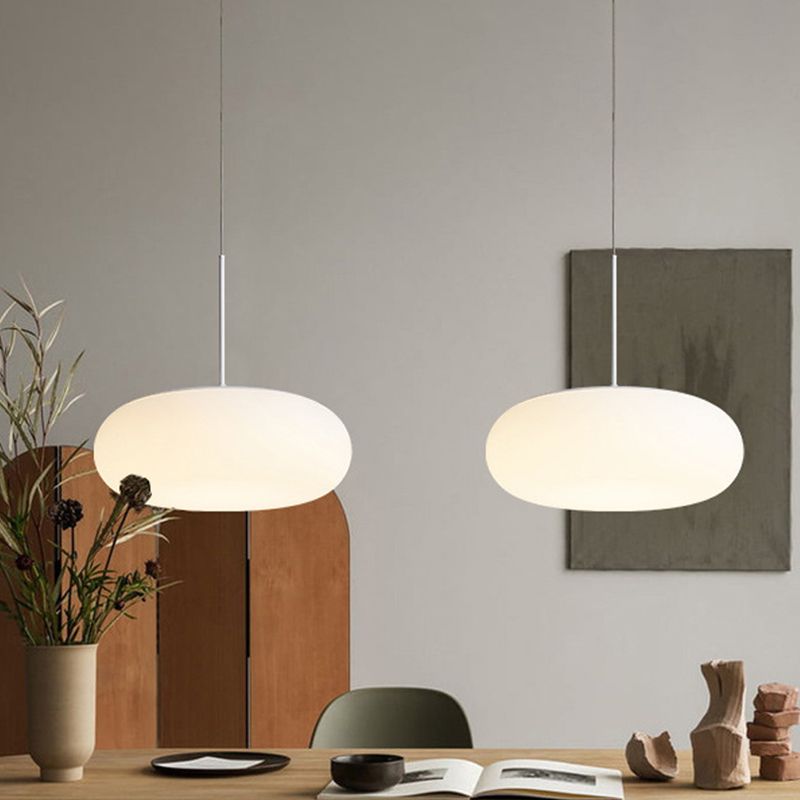 Modern Style Drum Shade Hanging Light Plastic 1 Light Pendant Lamp for Bedroom