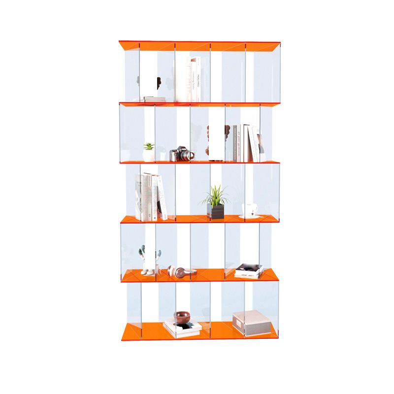 Contemporary Open Back Vertical Bookcase Acrylic Bookshelf with Shelves